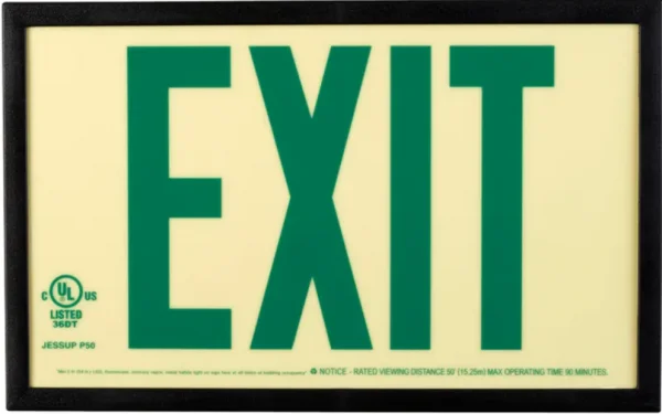 Jessup Glo Brite® UL 924 listed, screen printed/reflective tape Exit sign, 50 Ft viewing distance - Image 3