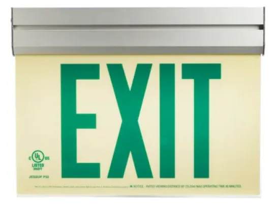 Jessup Acrylic frame Glo Brite® Exit sign, UL924 listed/listed to LED, 50 Ft viewing distance