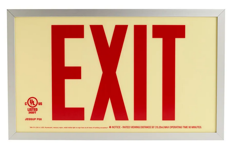 Jessup Aluminum frame Glo Brite® Exit sign, UL924 listed/listed to LED ...